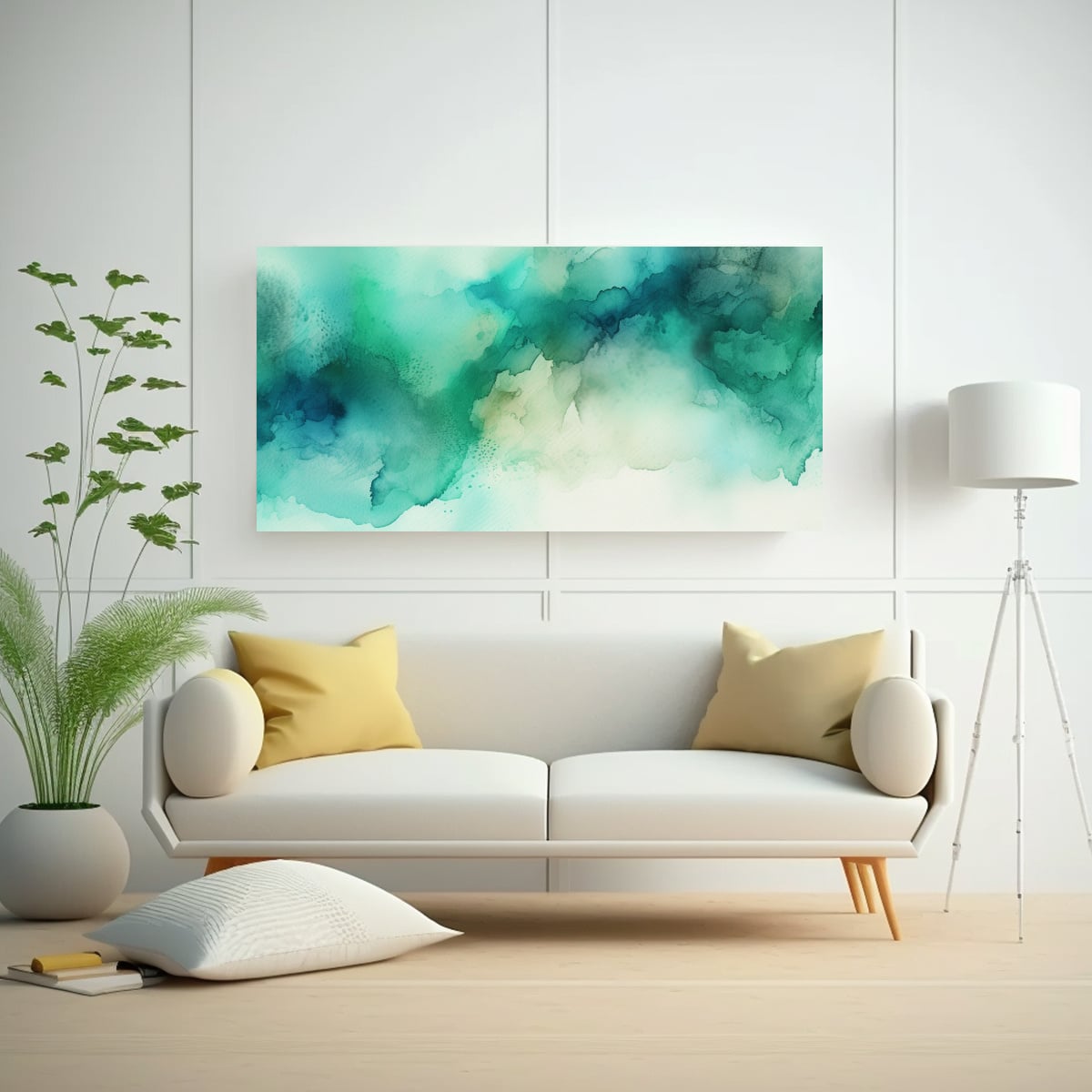 PINTURAS DE DECORACIÓN ABSTRACTA EN ACUARELA 100X50 CM - 2