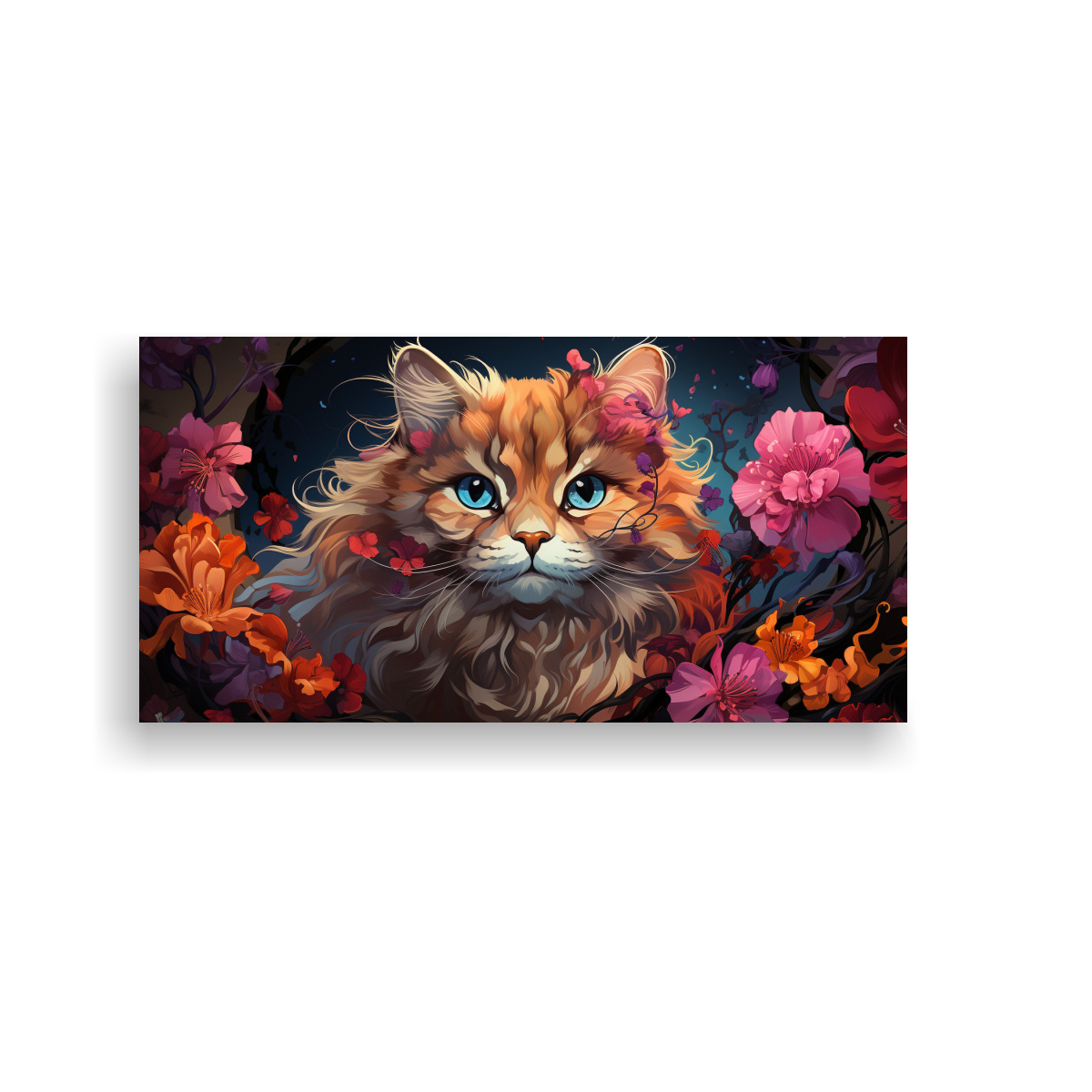 CUADRO DECORATIVO GATO SONRIENTE EN COLORES 100X50 CM - 1