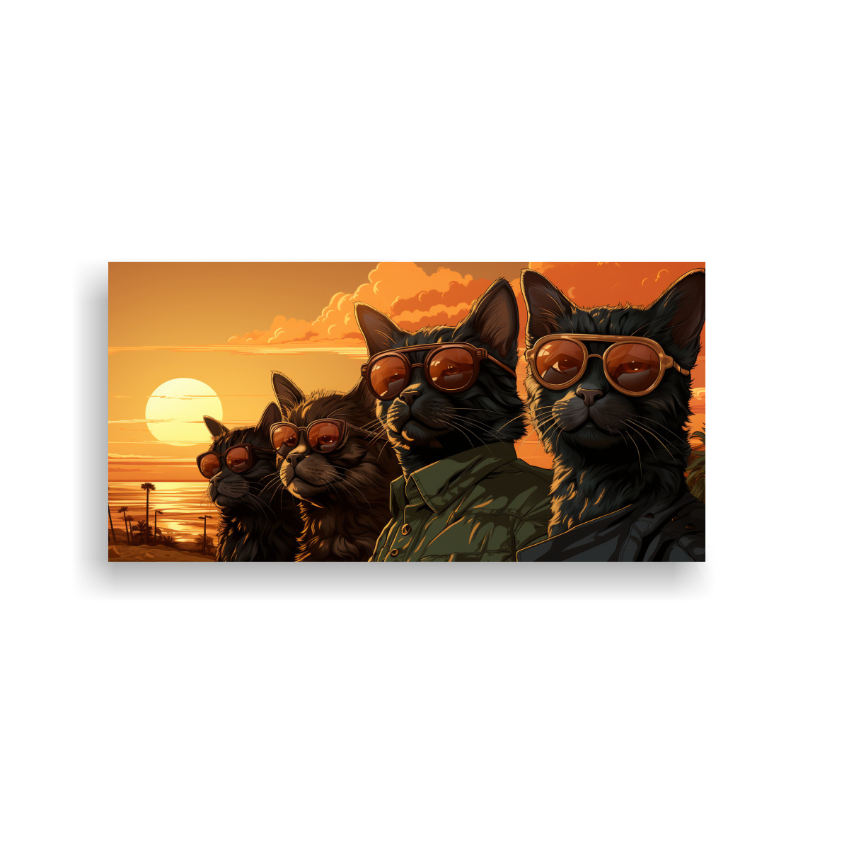 CUADRO VIDA CALIFORNIA GATITOS ESTILO RETRO 40X20 CM - 1