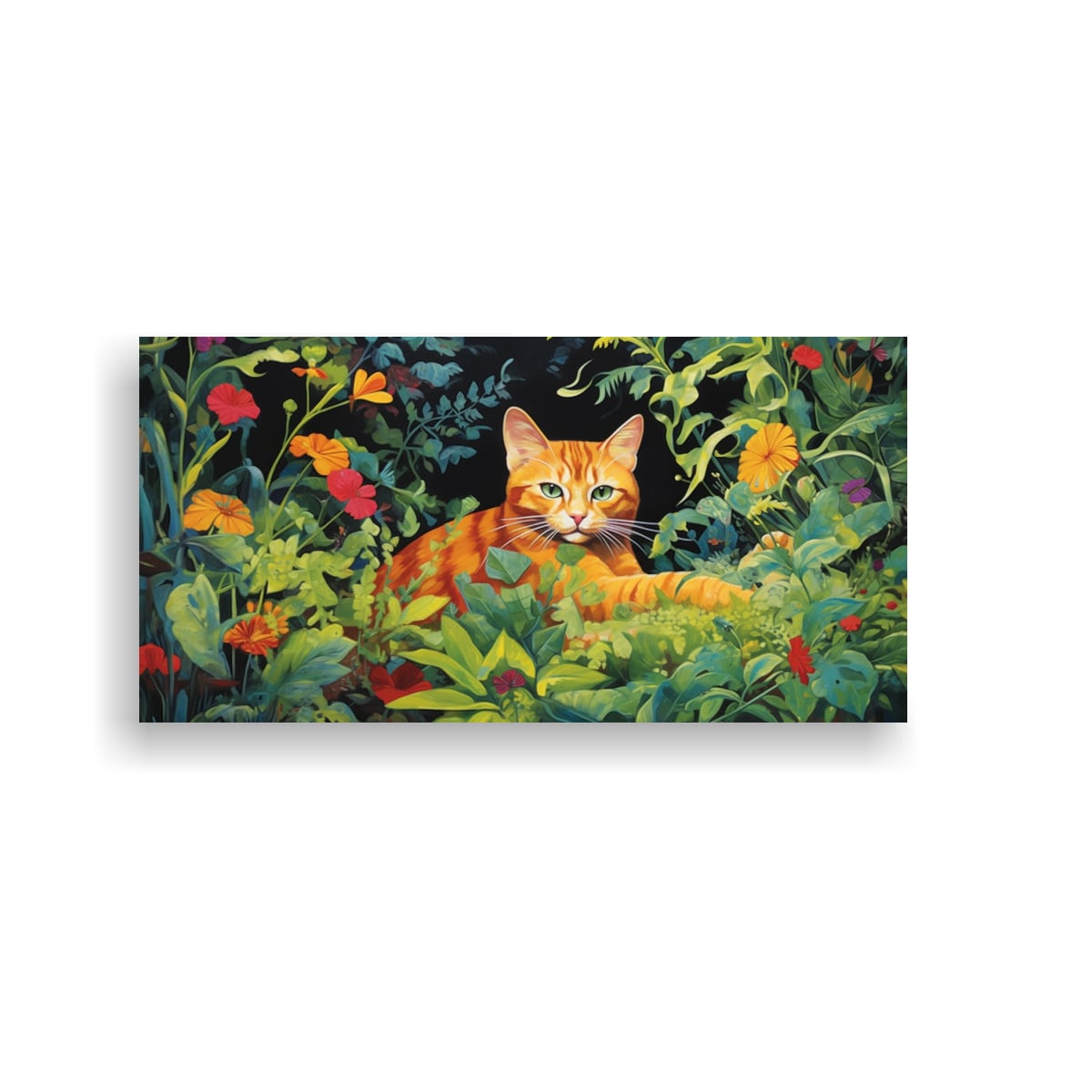 CUADRO DE DECORACIÓN: GATO EBRIO DE JENGIBRE EN 140X70 CM - 1