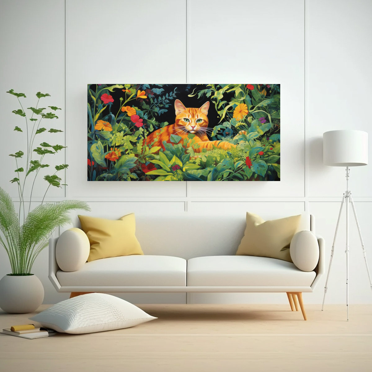 CUADRO DE DECORACIÓN: GATO EBRIO DE JENGIBRE EN 140X70 CM - 2