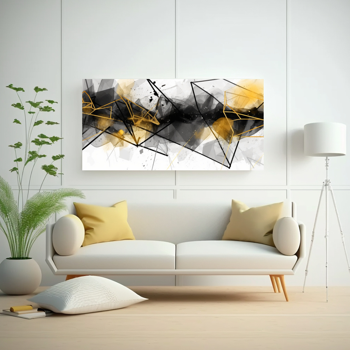 CUADRO ABSTRACTO NEGRO Y ORO PARA DECORACIÓN DE 100X50 CM - 2