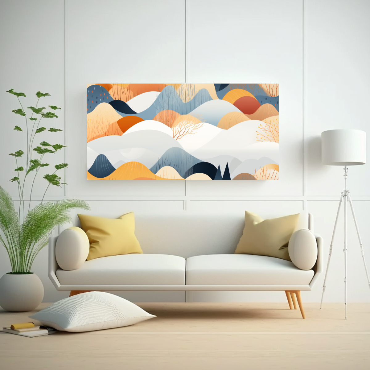 PINTURA ABSTRACTA ESCENA PAISAJÍSTICA NÓRDICA 120X60 CM - 2