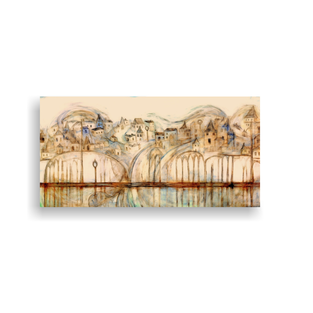 PINTURAS DECORATIVAS EN TELA CON LÍNEAS CURVAS 120X60 CM - 1