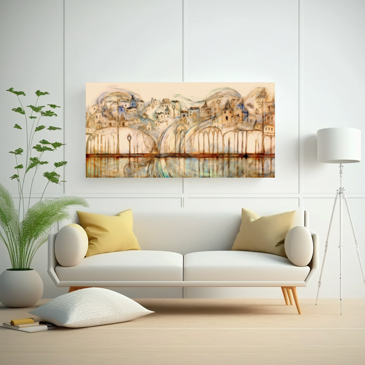 PINTURAS DECORATIVAS EN TELA CON LÍNEAS CURVAS 120X60 CM - 2