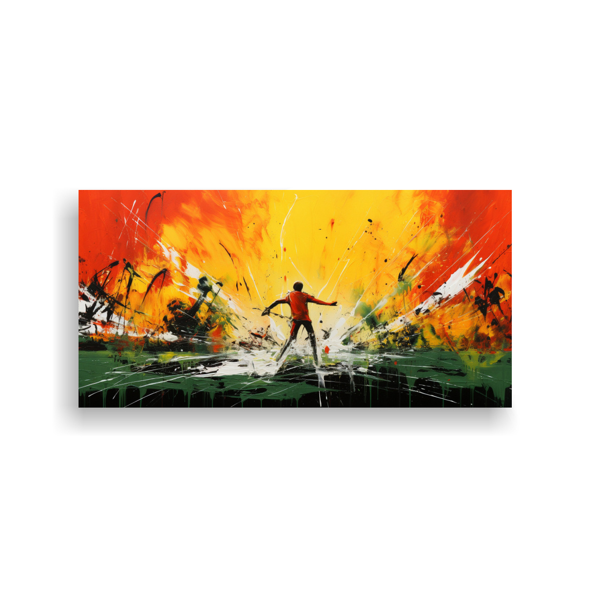 CUADRO ABSTRACTO AMARILLO Y ROJO PARA DECORACIÓN 160X80 CM - 1