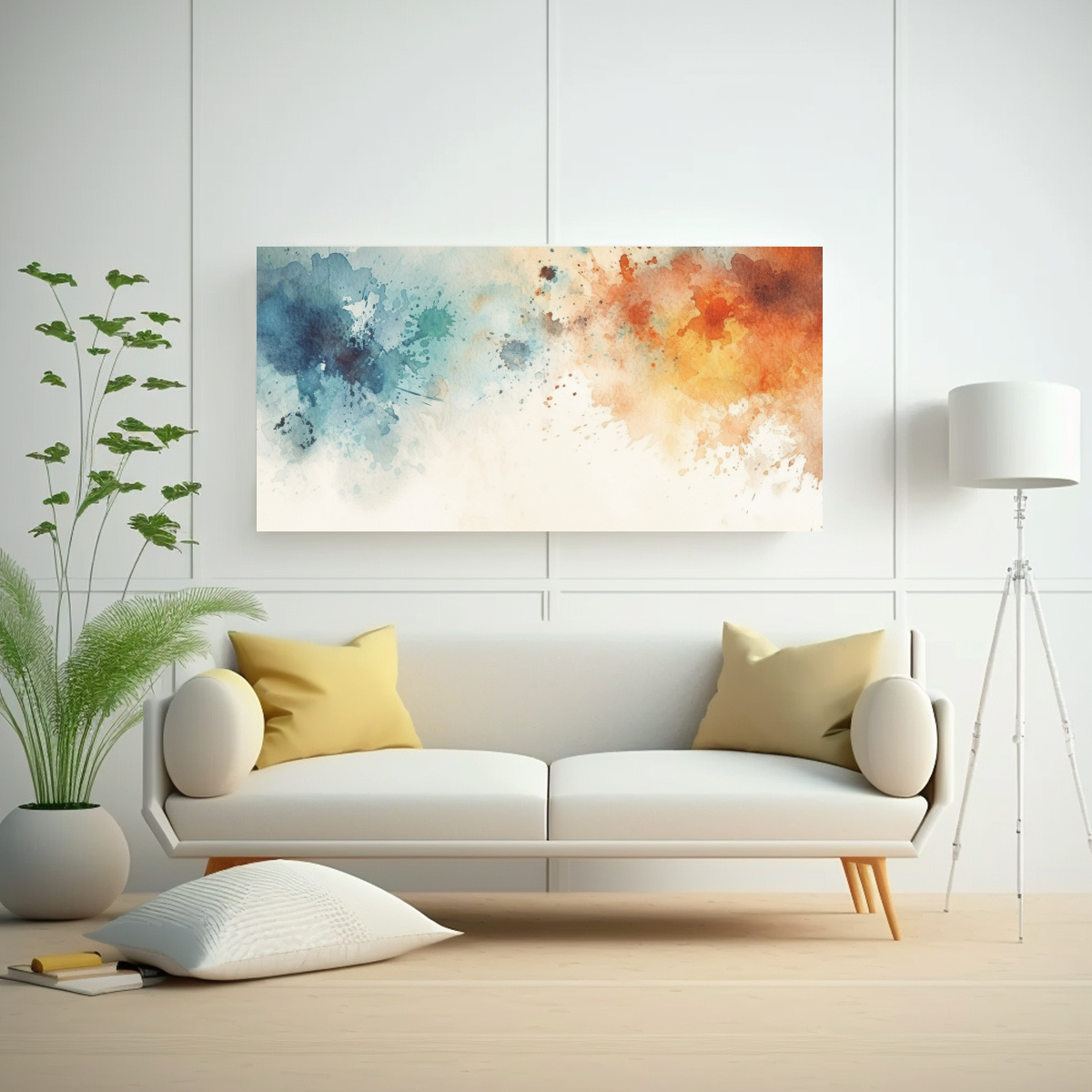 CUADRO DE LIENZO CON TONOS LINEALES EN BLANCO, 100X50 CM - 2