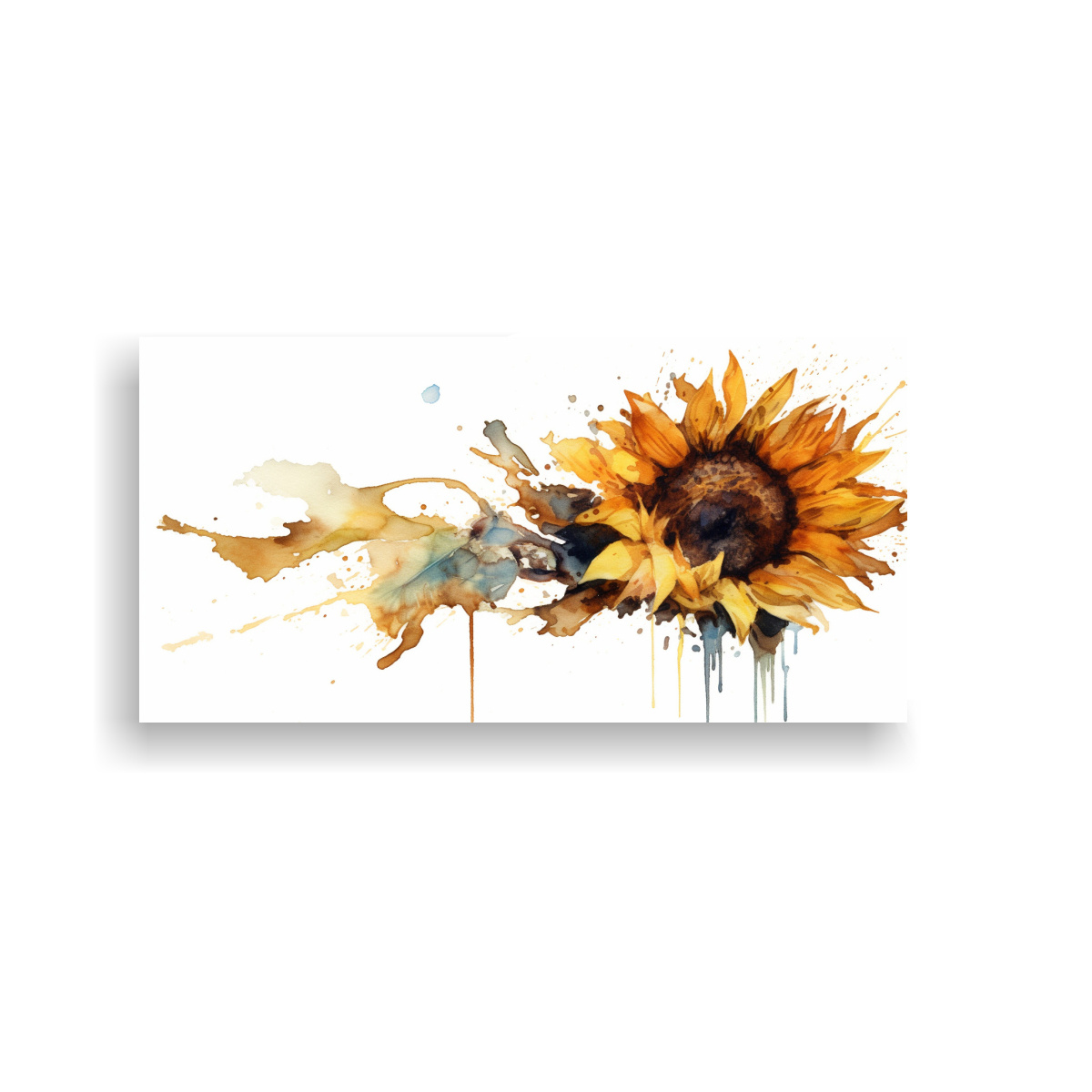 PINTURAS ACUARELA GIRASOLES COMUNES PRENSADOS EN 40X20 CM - 1