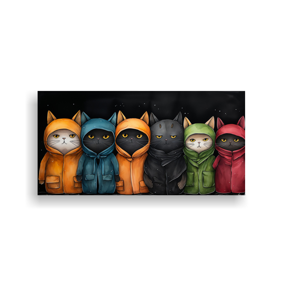 PINTURA MURAL CON PATRÓN DE GATOS VESTIDOS CON 40X20 CM - 1