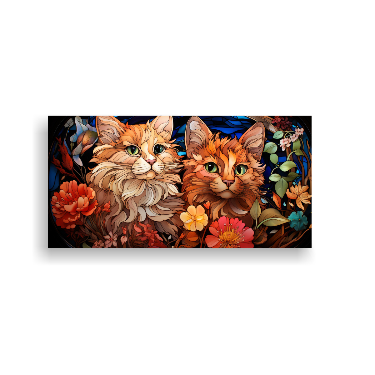 CUADRO HORIZONTAL ARTE DIGITAL GATOS MULTICOLOR 160X80 CM - 1