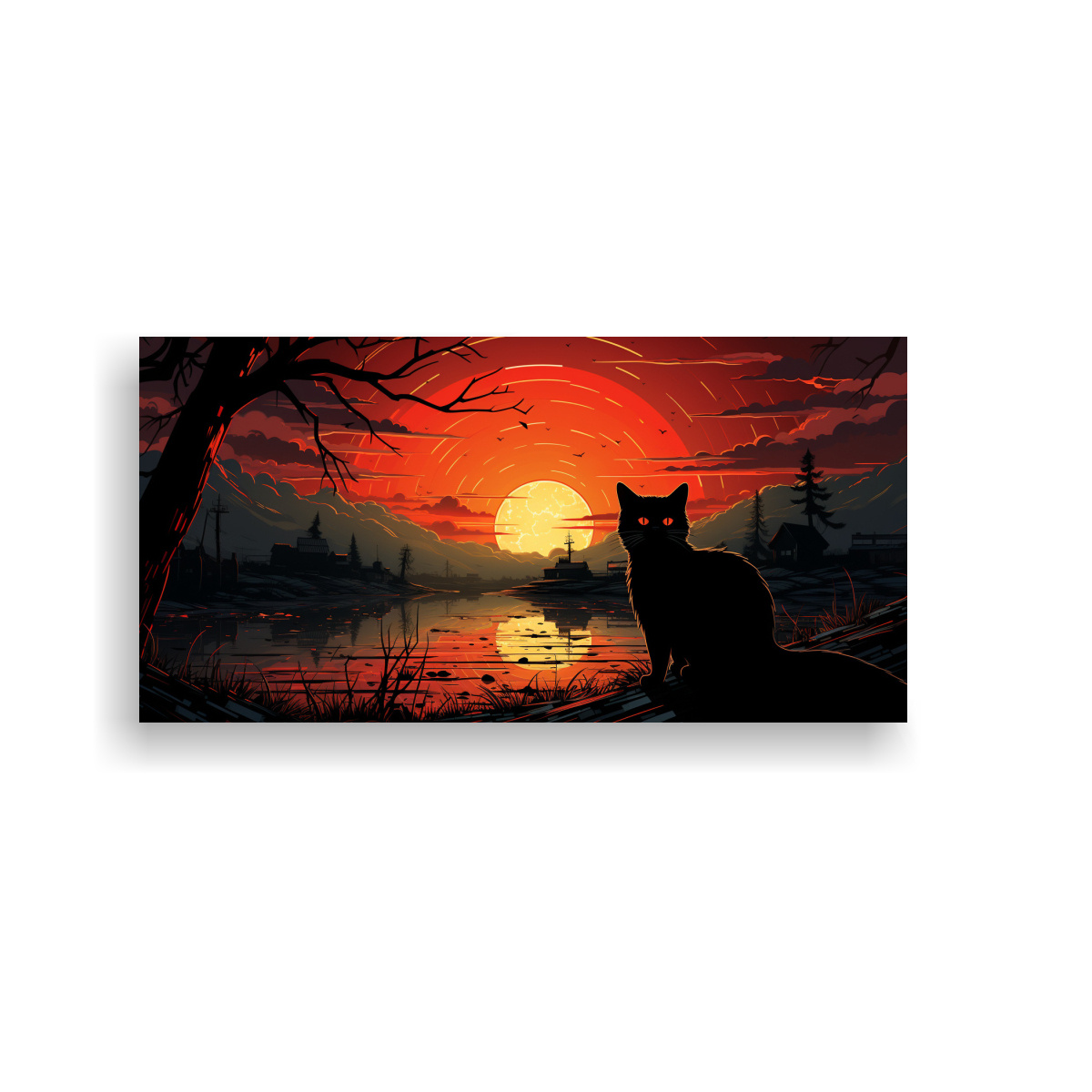 CUADROS DECORATIVOS DE GATOS NEGROS CON OJOS 80X40 CM - 1
