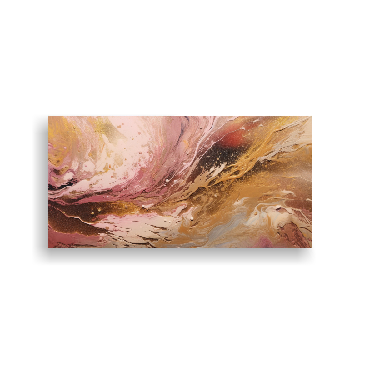 PINTURA ABSTRACTA ACUARELA MARRÓN Y NEÓN PARA 120X60 CM - 1