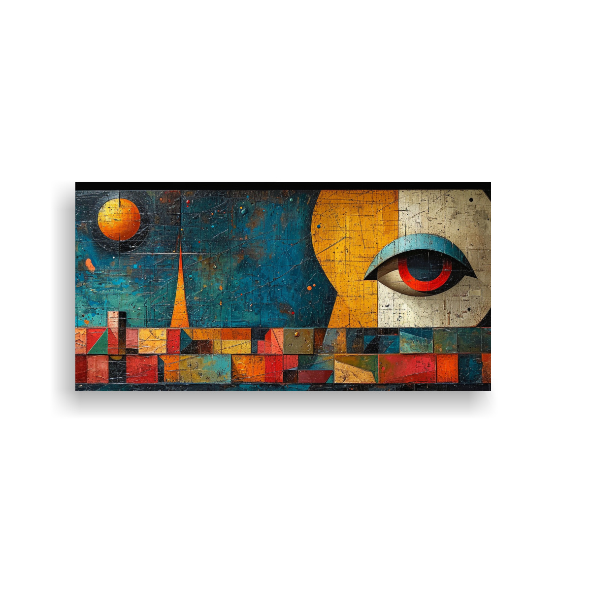 CUADRO DE TELA: COMPOSICIÓN DINÁMICA EN NAVE 100X50 CM - 1