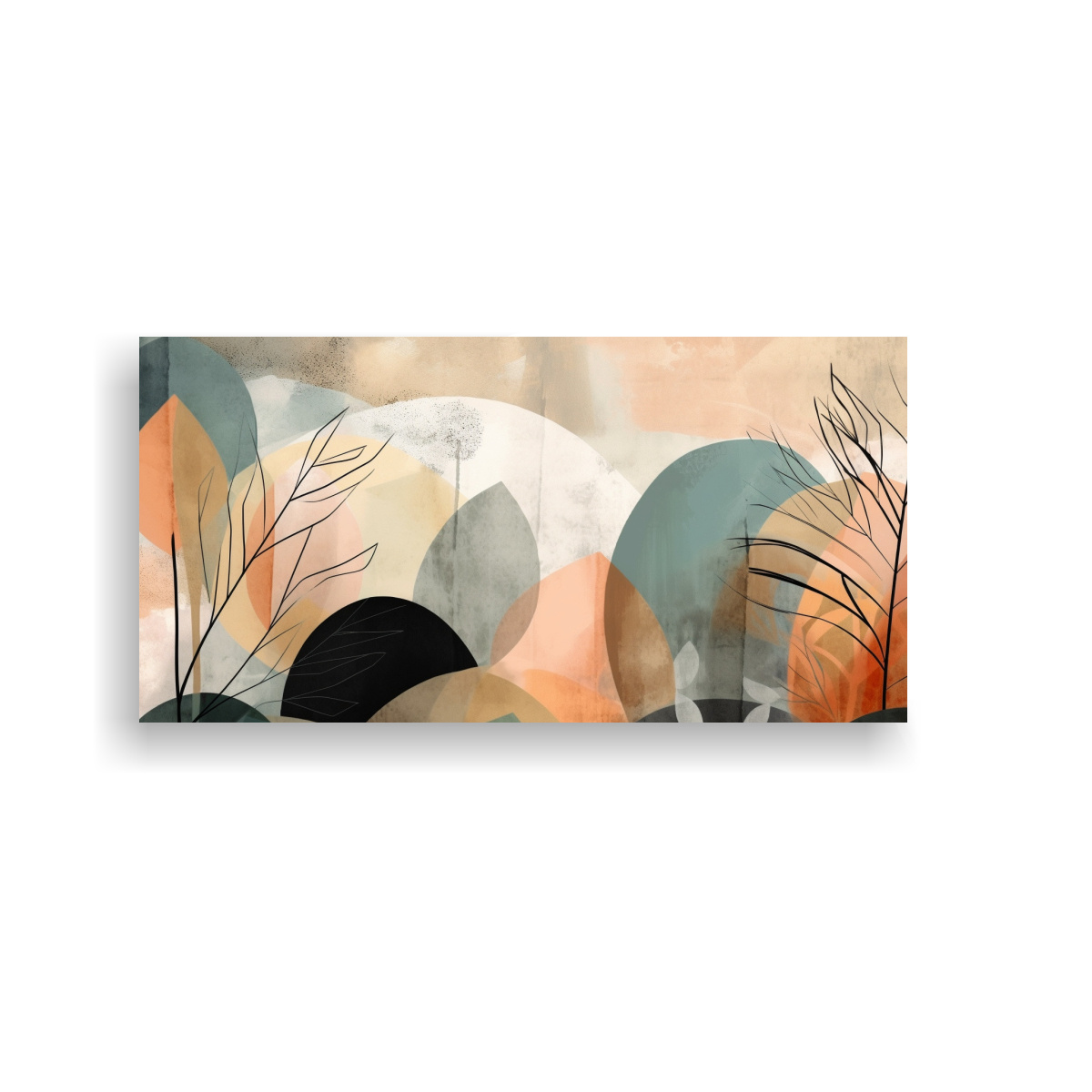 CUADRO ABSTRACTO ÁRBOL HOJAS PARA DECORACIÓN DE 100X50 CM - 1