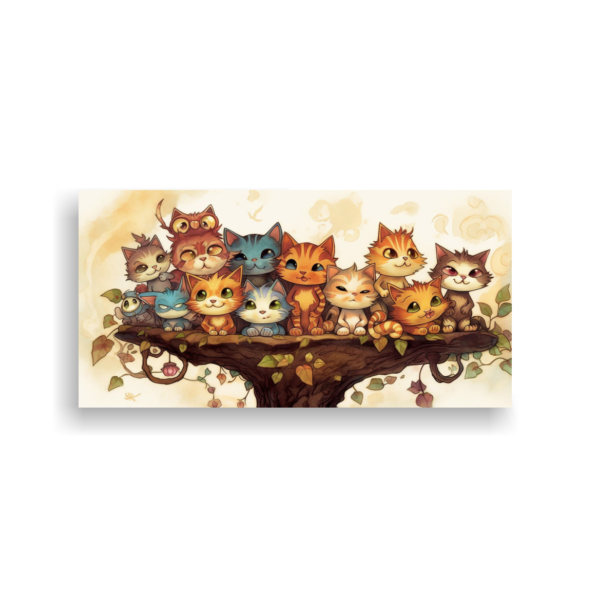 PINTURAS DECORATIVAS DE GATOS EN BASTIDOR CON 100X50 CM - 1