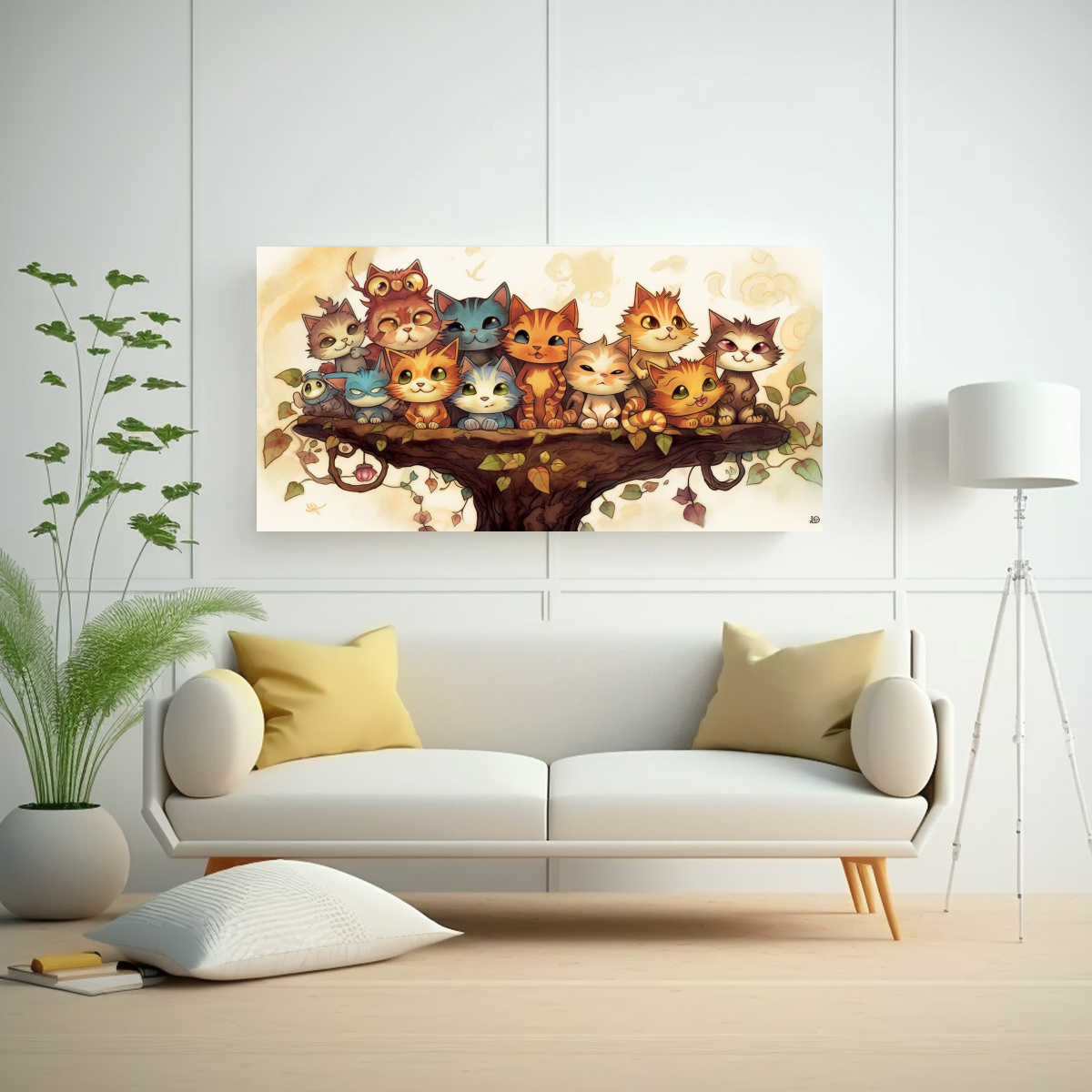 PINTURAS DECORATIVAS DE GATOS EN BASTIDOR CON 100X50 CM - 2