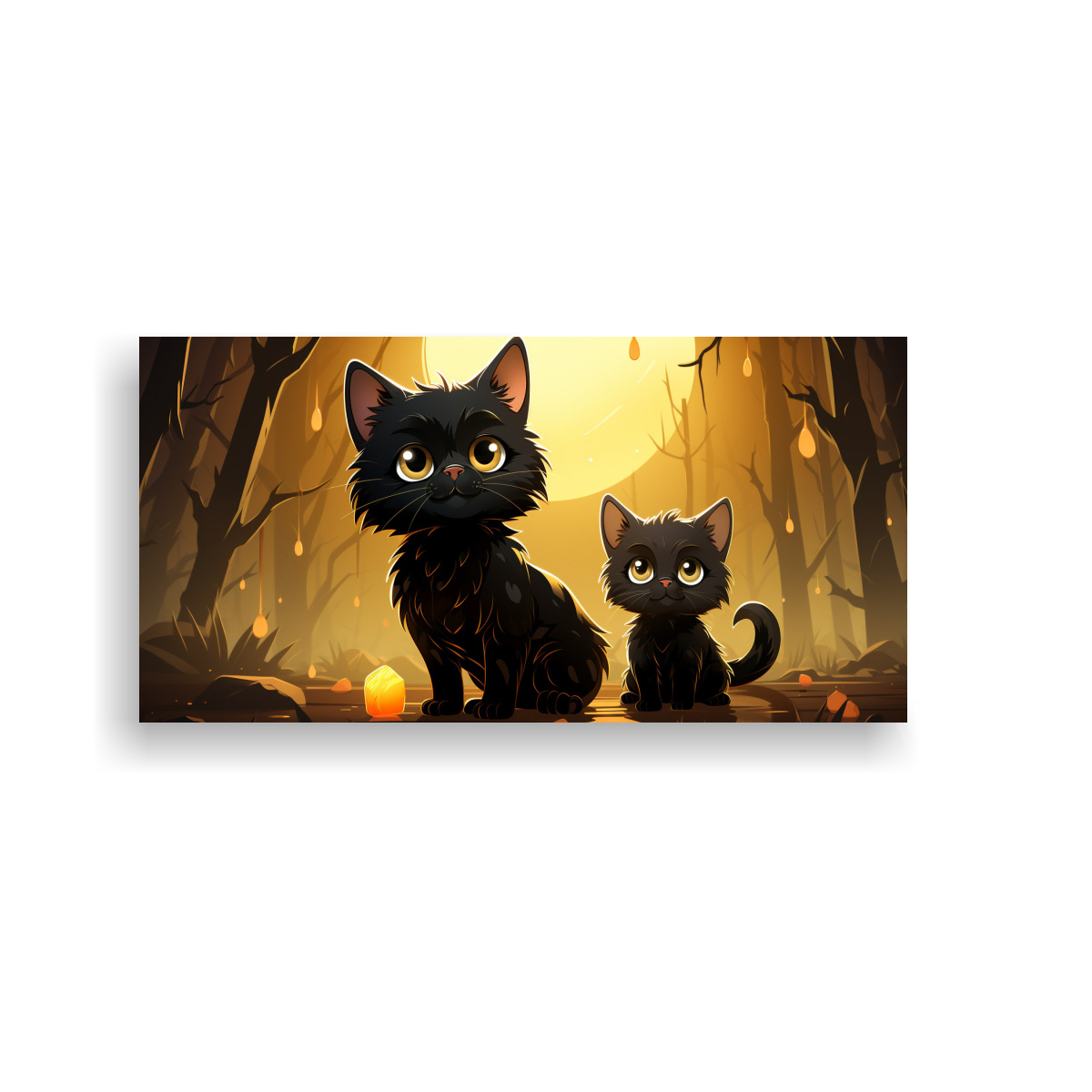 CUADROS ANIMADOS GATOS NEGROS PARA COMEDOR 60X30 CM - 1