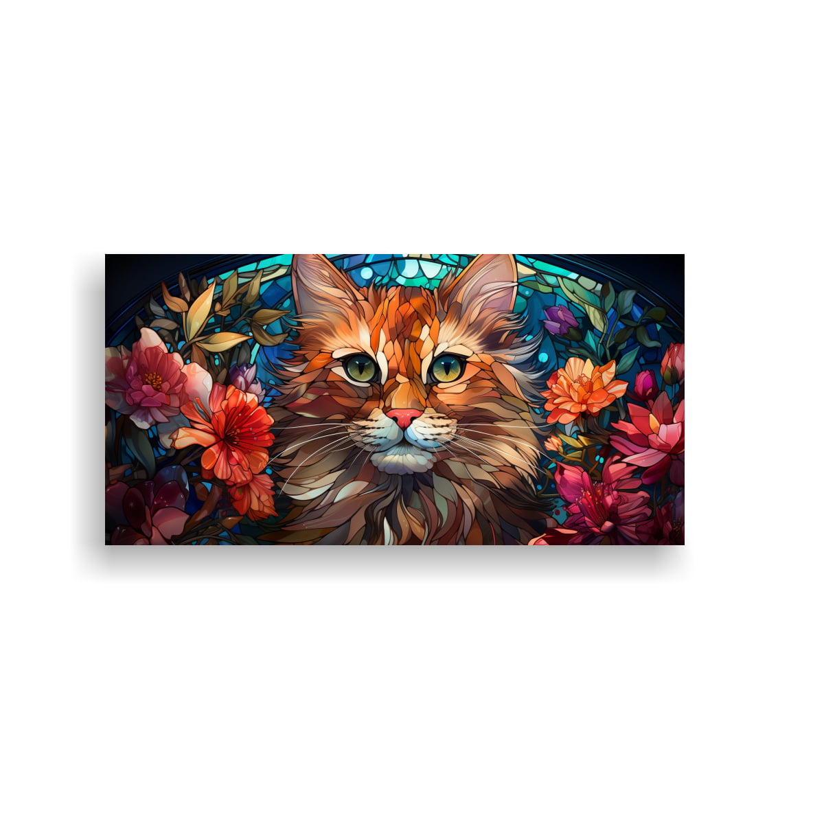VENTANA DE CRISTAL MANCHADO DIGITAL CON GATO 160X80 CM - 1