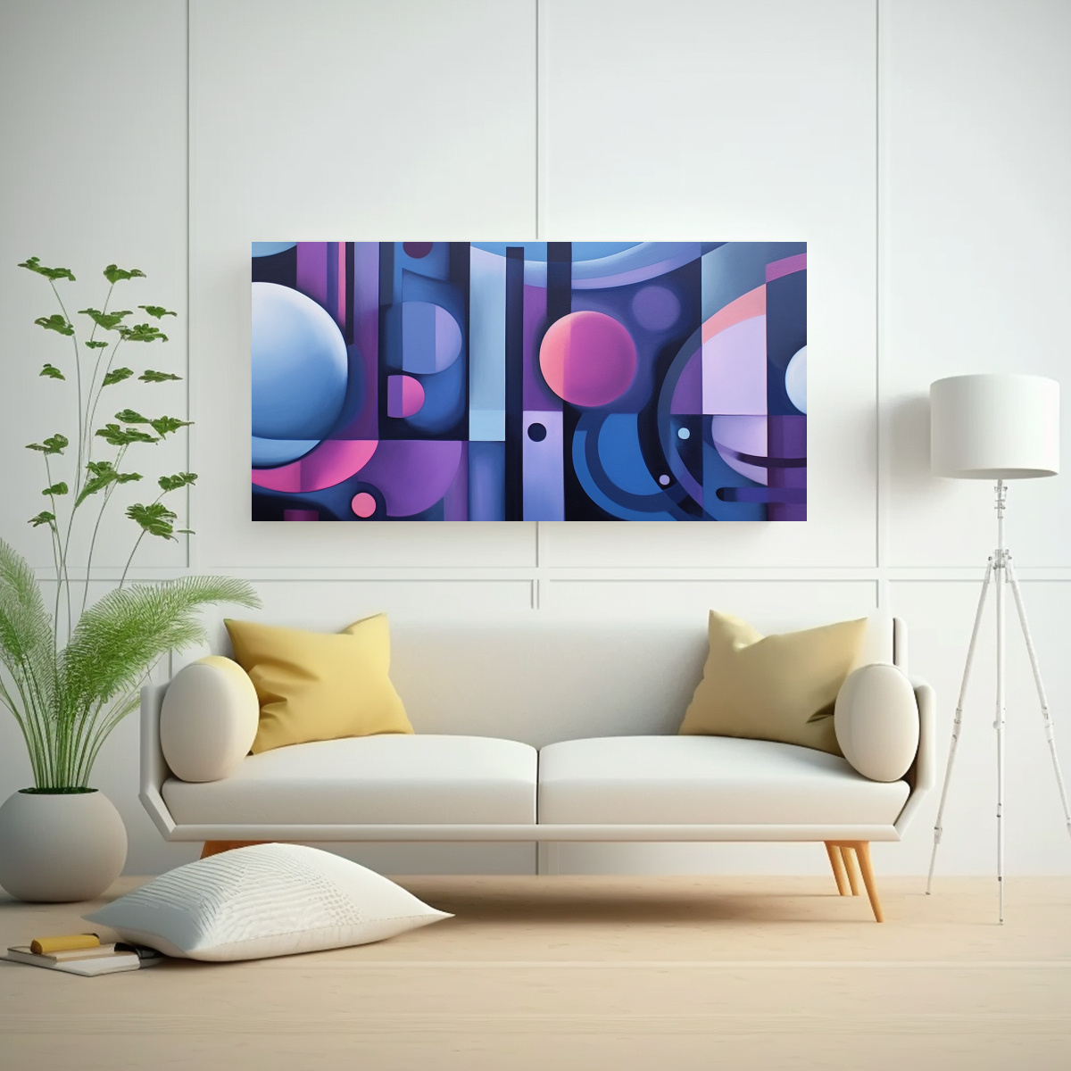 PINTURA ABSTRACTA EN AZUL Y MORADO PARA 140X70 CM - 2