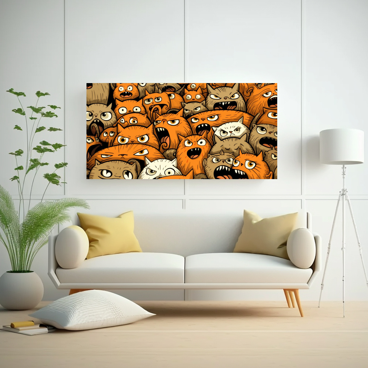CUADROS ARTE TELA GATOS FEOS DIVERTIDOS ELEGANCIA 160X80 CM - 2