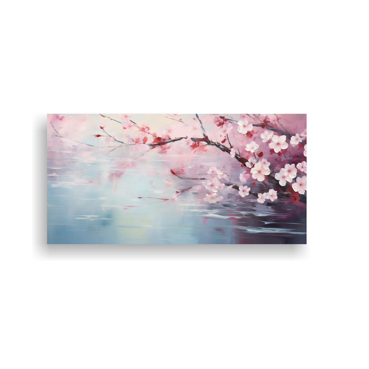 CUADRO LIENZO TONALIDADES CÁLIDAS FLORES CEREZOS 60X30 CM - 1