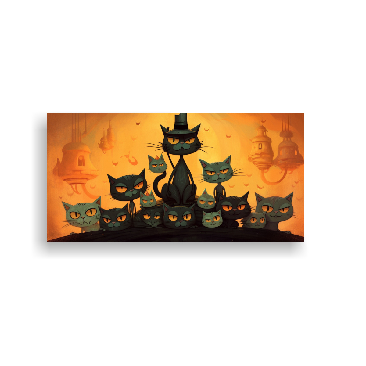 PINTURAS DE DECORACIÓN CON GATOS NEGROS 100X50 CM - 1