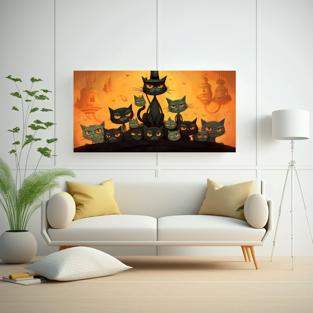 PINTURAS DE DECORACIÓN CON GATOS NEGROS 100X50 CM - 2