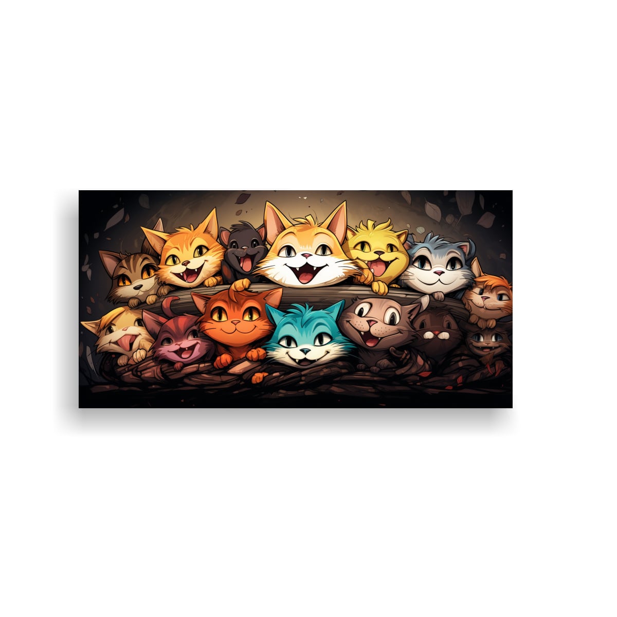 CUADRO TELA: GATITOS PROTAGONISTAS EN COLORES, EN 120X60 CM - 1