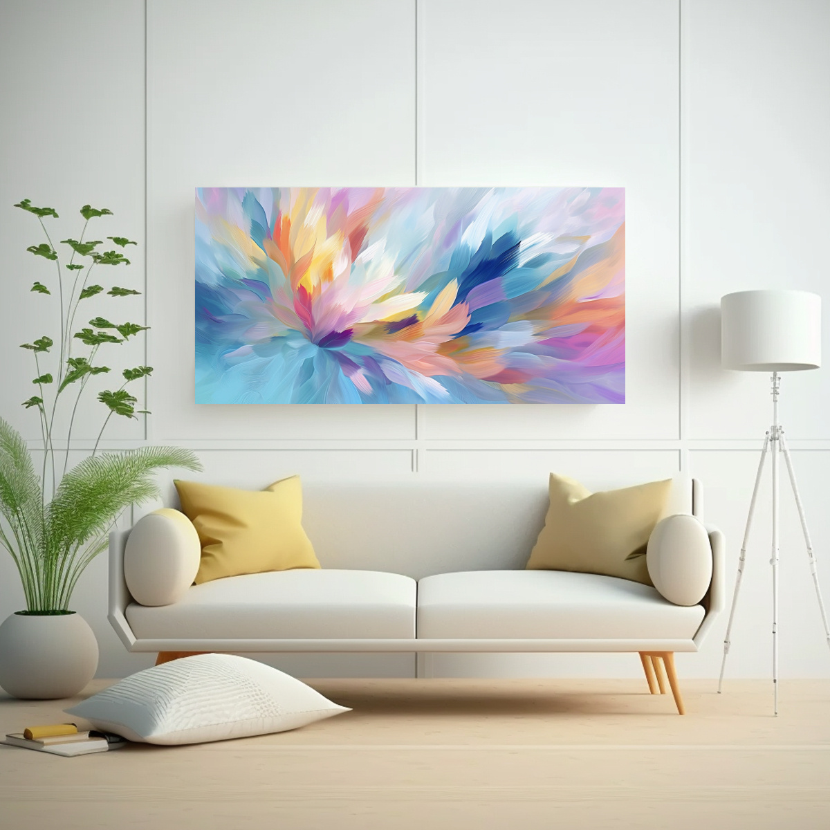PINTURA ABSTRACTA FLORAL IMPRESIONISTA COLORIDA 120X60 CM - 2