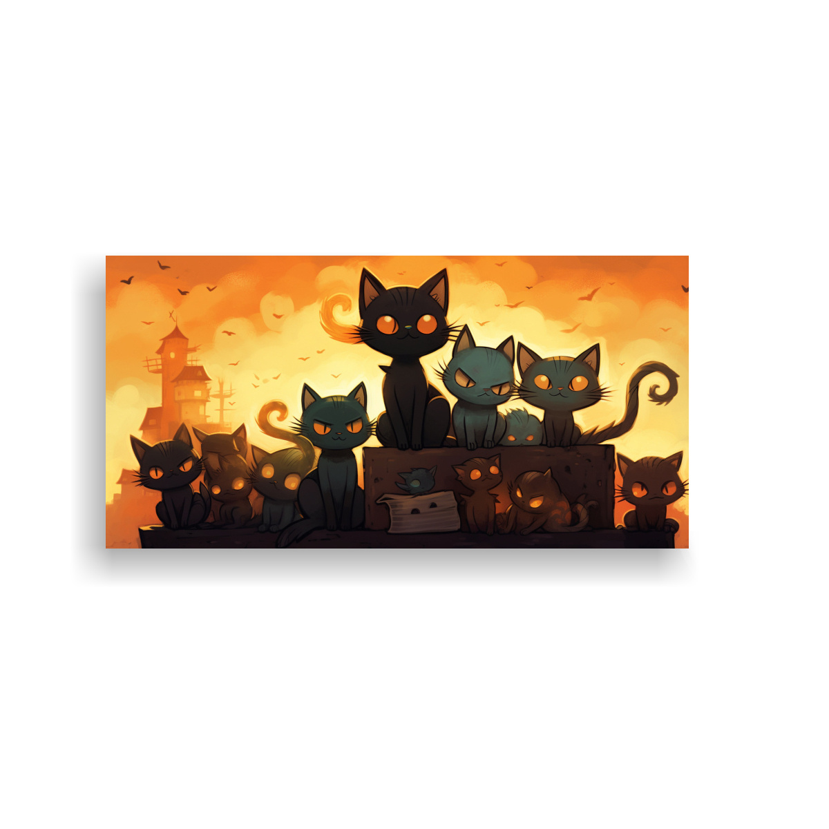 PINTURAS DE DECORACIÓN CON GATOS NEGROS INTENSOS 60X30 CM - 1