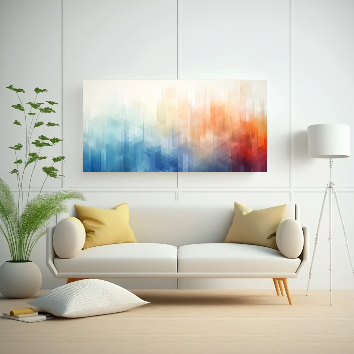 CUADRO ABSTRACTO GEOMÉTRICO DE LÍNEAS FINAS EN 60X30 CM - 2