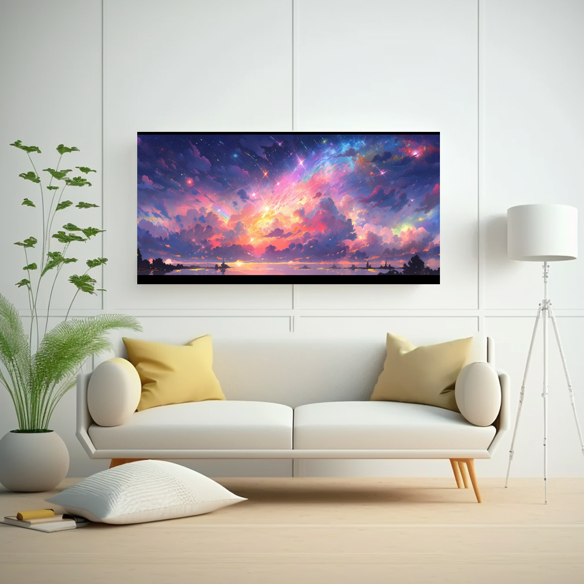 CUADRO DE ARTE GRÁFICO INSPIRADOR NOCTURNO CON 140X70 CM - 2