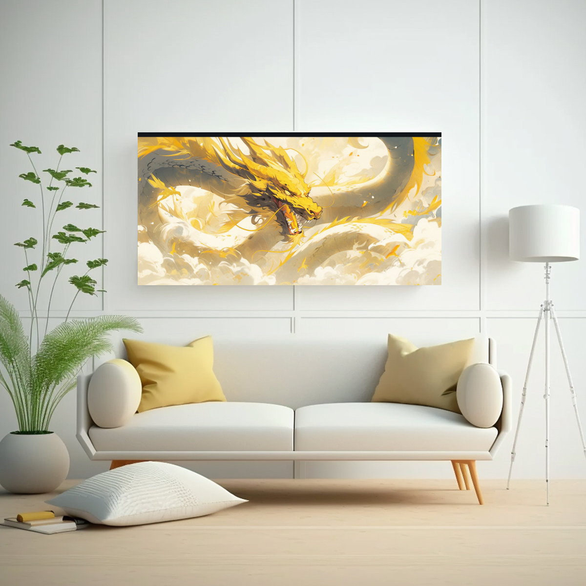 CUADRO DE LIENZO ESTILO GALERÍA: DRAGÓN 100X50 CM - 2