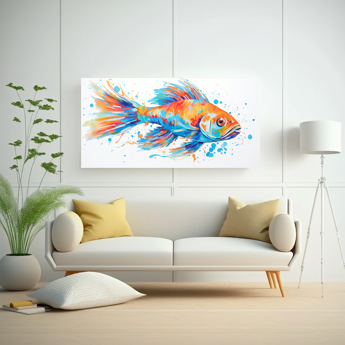 PINTURAS DECORATIVAS DE PECES DE AGUA SALADA EN 120X60 CM - 2