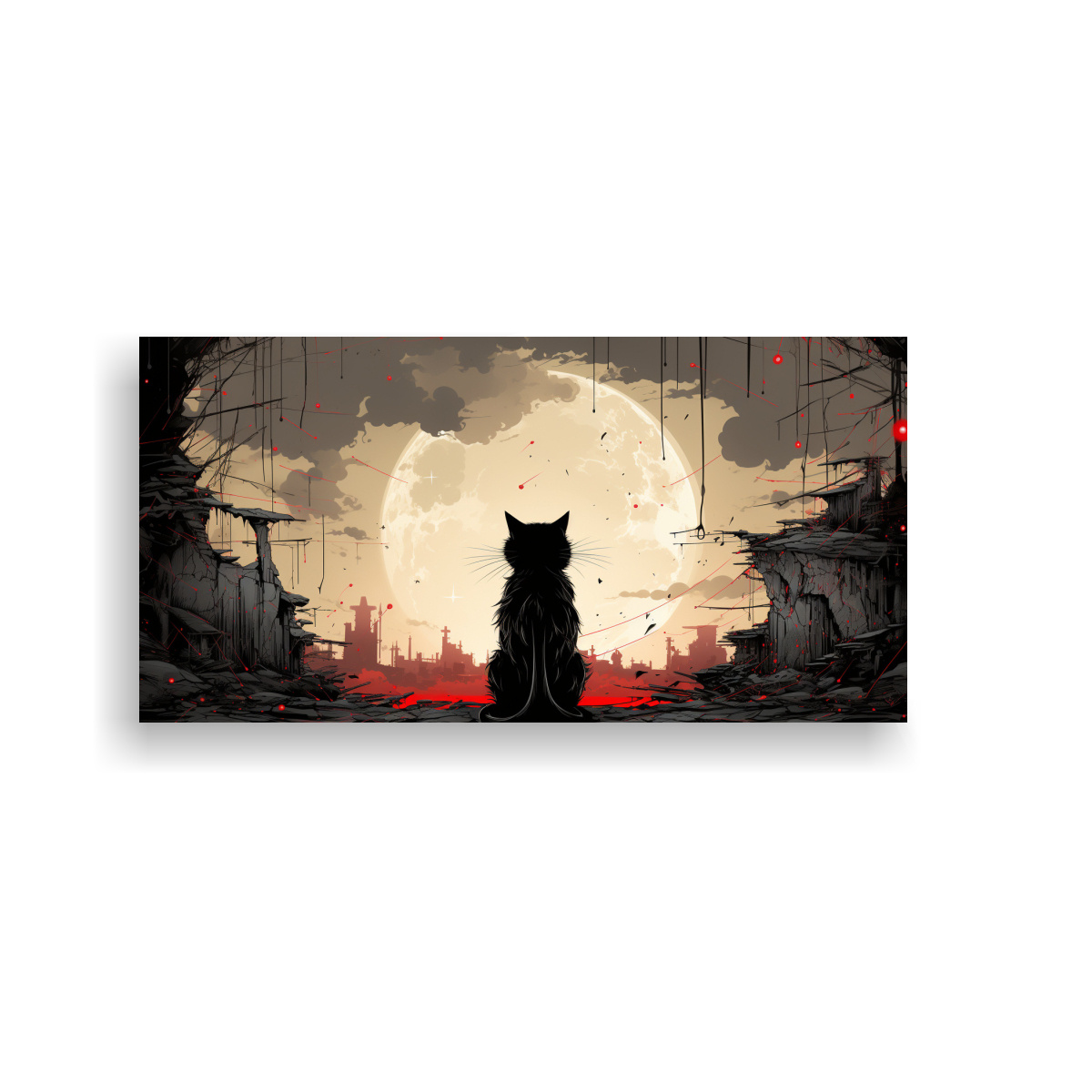 PINTURAS ABSTRACTAS DE GATOS MINIMALISTAS EN TELA. 40X20 CM - 1