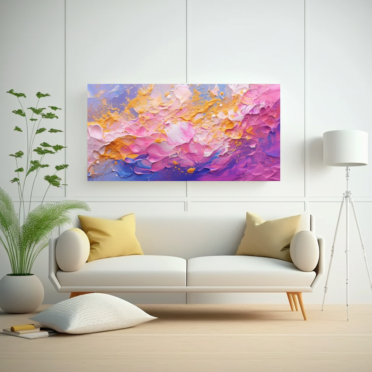 CUADRO TELA CANVAS DISEÑO ABSTRACTO FORMA 60X30 CM - 2