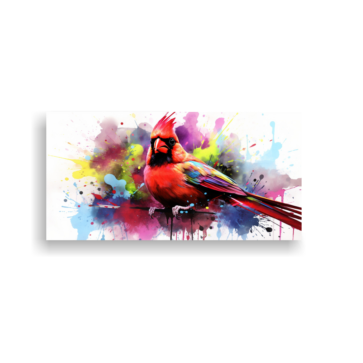 CUADRO LIENZO IMAGEN DE CARDENAL EN COLORES 120X60 CM - 1