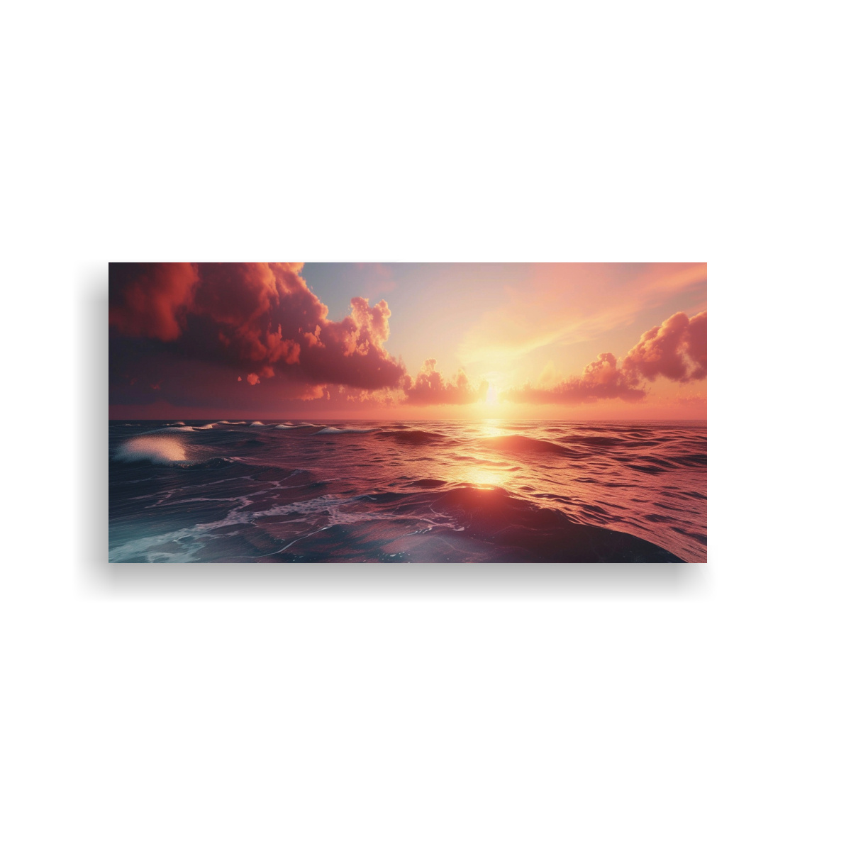 CUADRO DECORATIVO DE ATARDECER EN EL MAR: 60X30 CM - 1