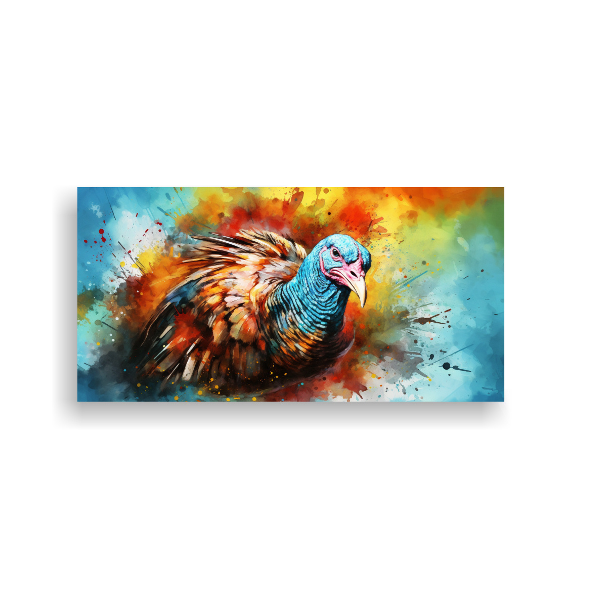 PINTURA EN TELA ESTILO ACUARELA PAVO MULTICOLOR 21 100X50 CM - 1