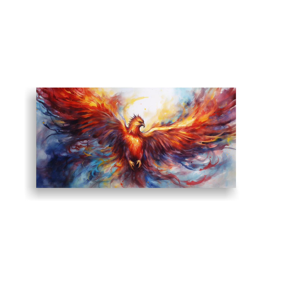 LIENZO IMAGEN VITALIDAD FÉNIX ACUARELA COLORIDA 80X40 CM - 1