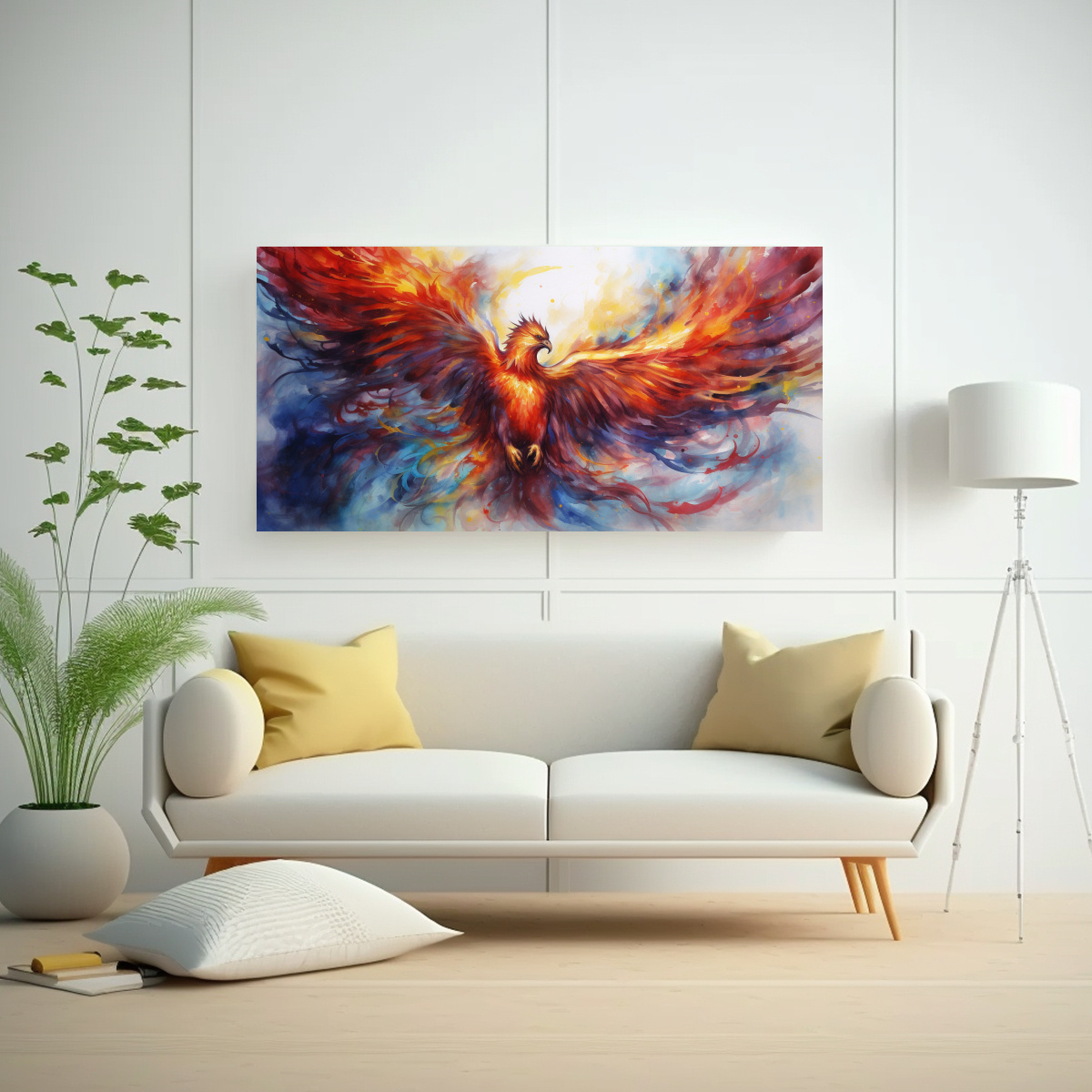 LIENZO IMAGEN VITALIDAD FÉNIX ACUARELA COLORIDA 80X40 CM - 2