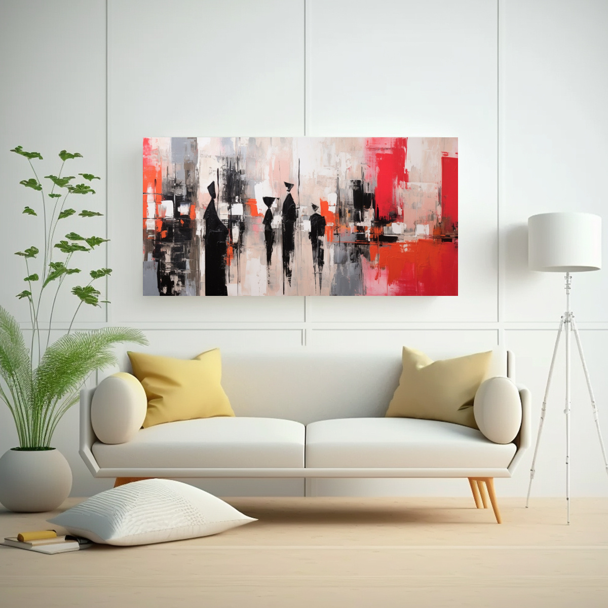 PINTURA ABSTRACTA DE UNA FAMILIA UNIDA EN UNA 120X60 CM - 2