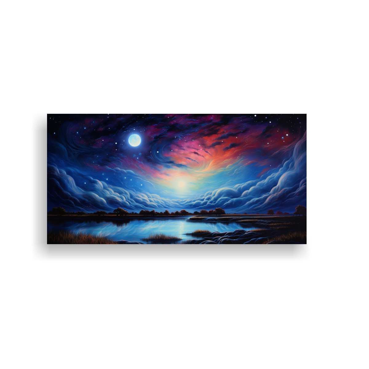 PINTURA ABSTRACTA DE UN CIELO NOCTURNO CON 160X80 CM - 1