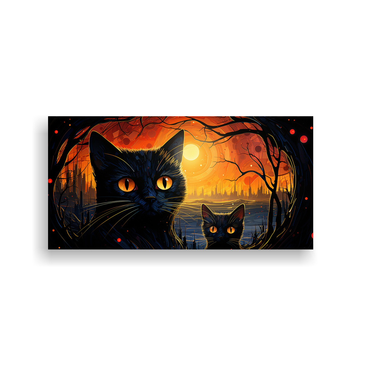 CUADROS DECORATIVOS DE GATOS NEGROS CON OJOS 160X80 CM - 1