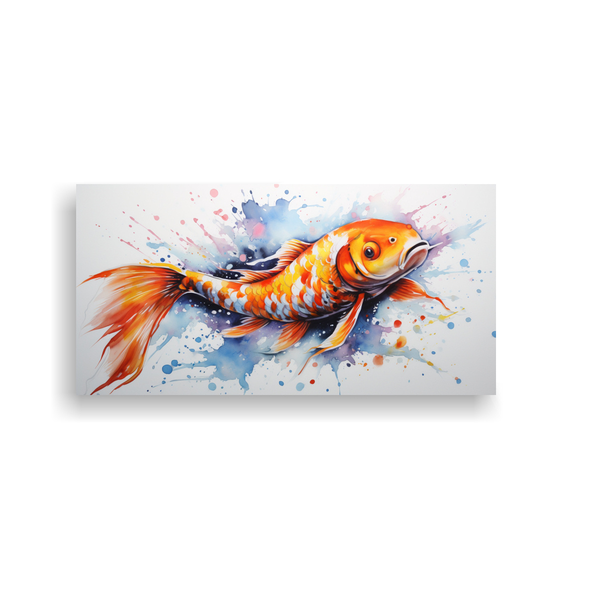 PINTURA ACUARELA INTENSA DE KOI EN ESTILO PATRÓN 60X30 CM - 1