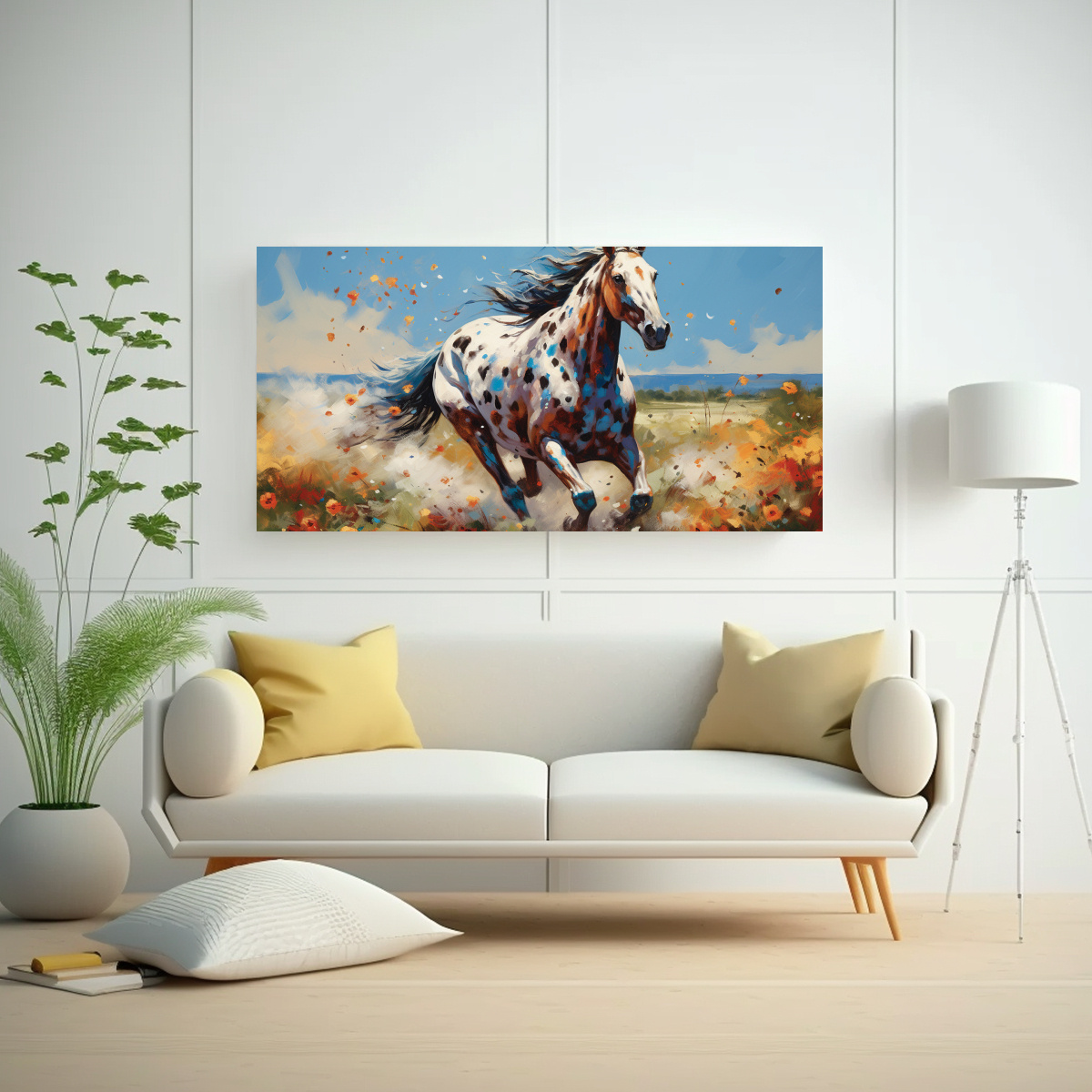 PINTURA ACUARELA CABALLO APPALOOSA ESTILO ESTILO 100X50 CM - 2