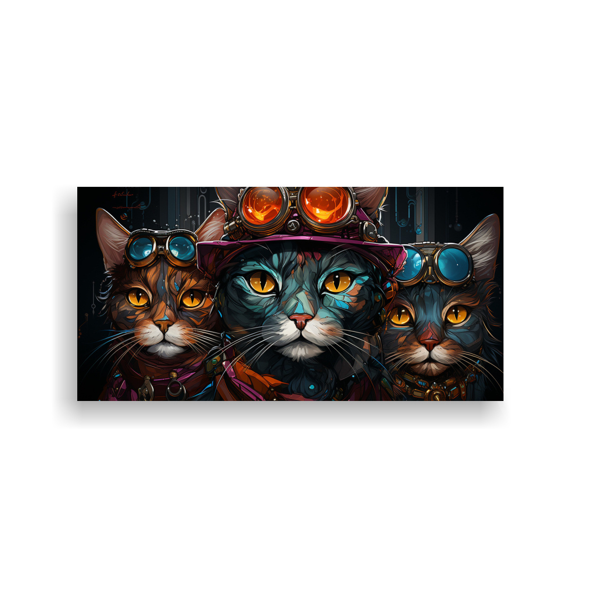PINTURAS DE DECORACIÓN VINTAGE CON GATOS 40X20 CM - 1