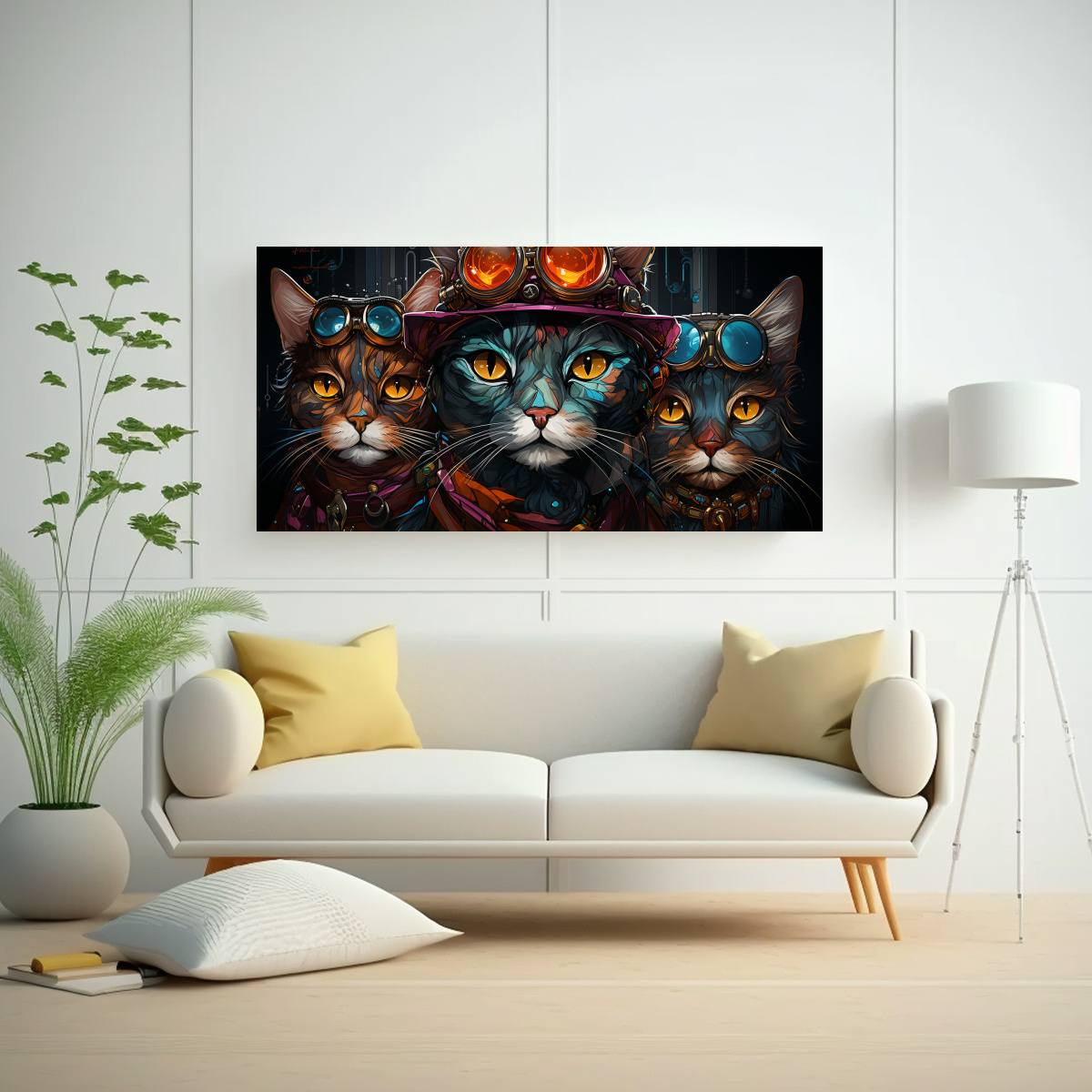 PINTURAS DE DECORACIÓN VINTAGE CON GATOS 40X20 CM - 2