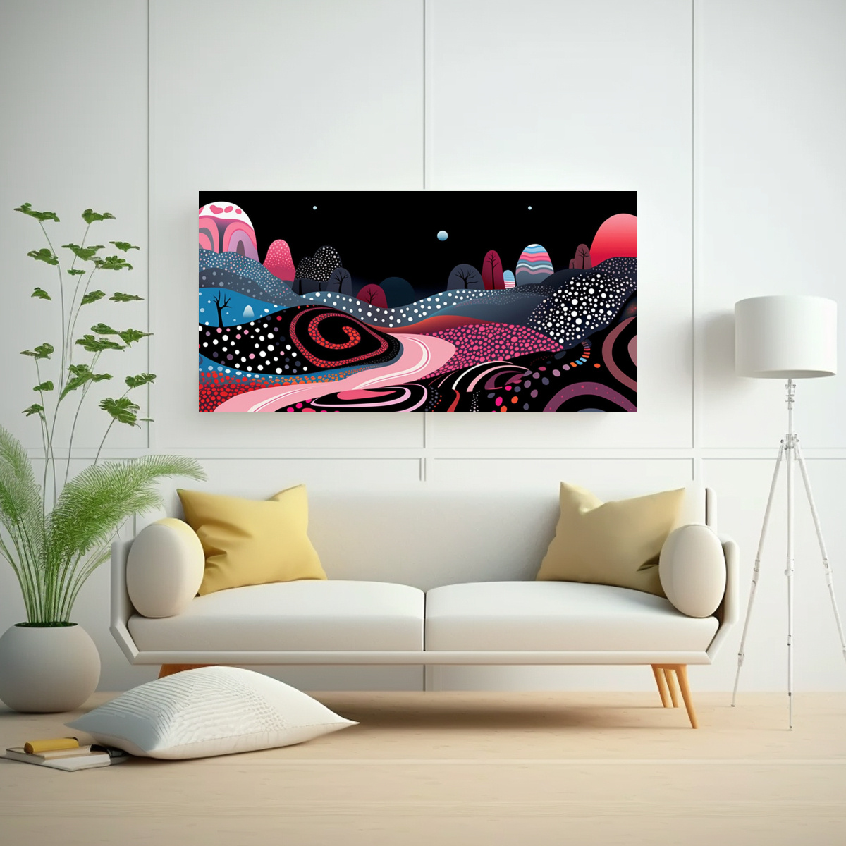 CUADRO ARTE PARED LUNA POR YAYOI KUSAMA INTENSO 160X80 CM - 2