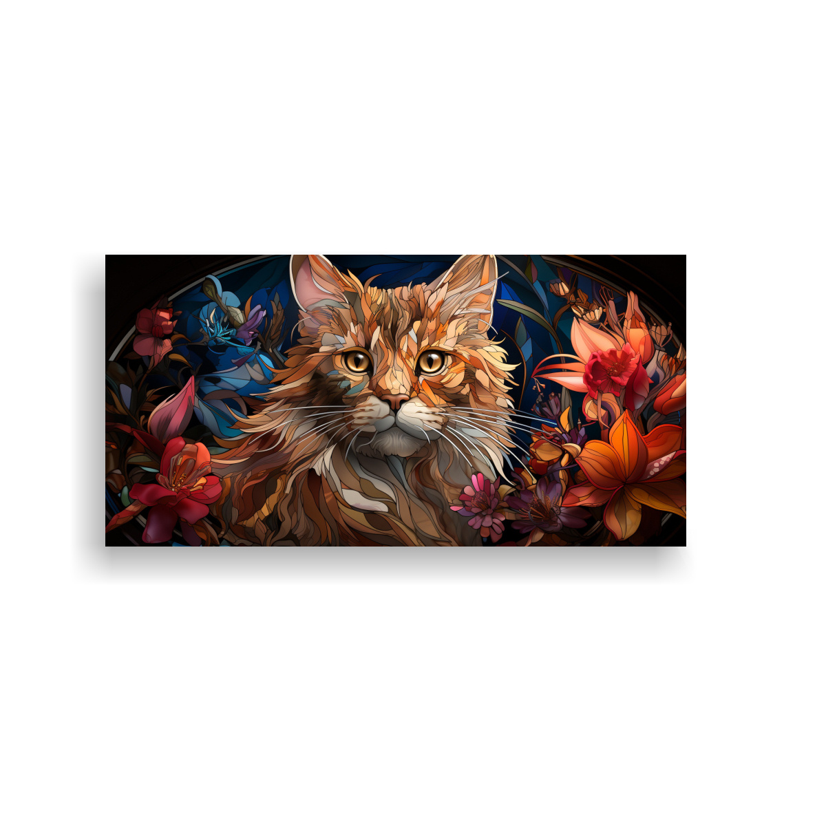 VENTANA DE VIDRIO MANCHADO DE UN GATO ADORABLE EN 160X80 CM - 1